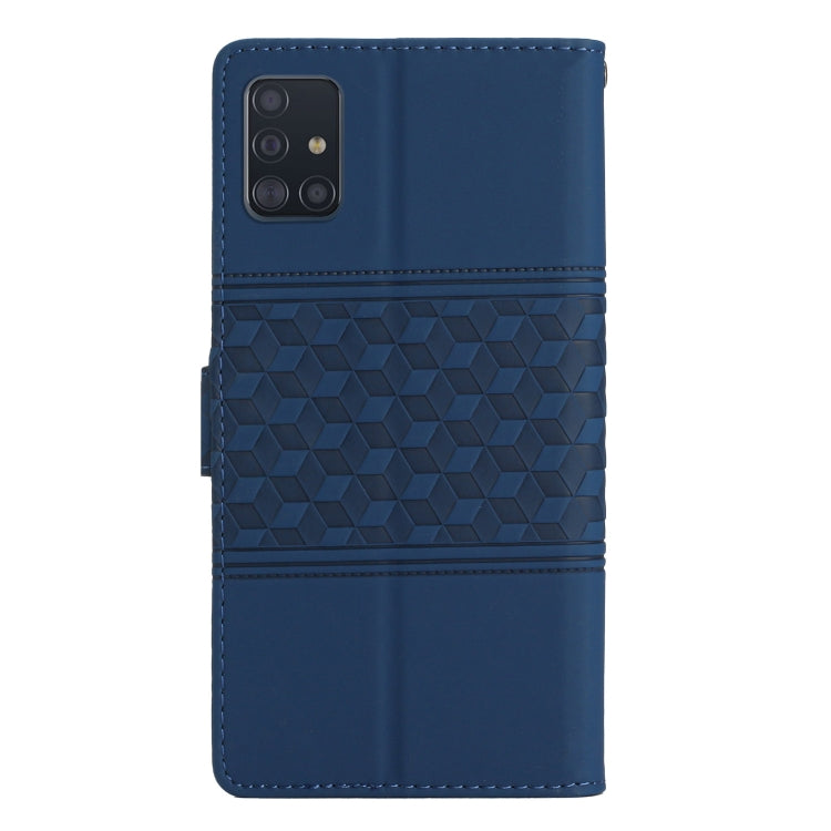 For Samsung Galaxy A51 Diamond Embossed Skin Feel Leather Phone Case with Lanyard