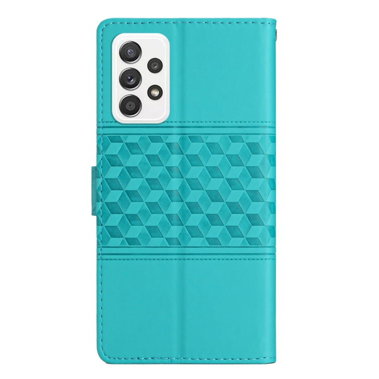For Samsung Galaxy A52 Diamond Embossed Skin Feel Leather Phone Case with Lanyard