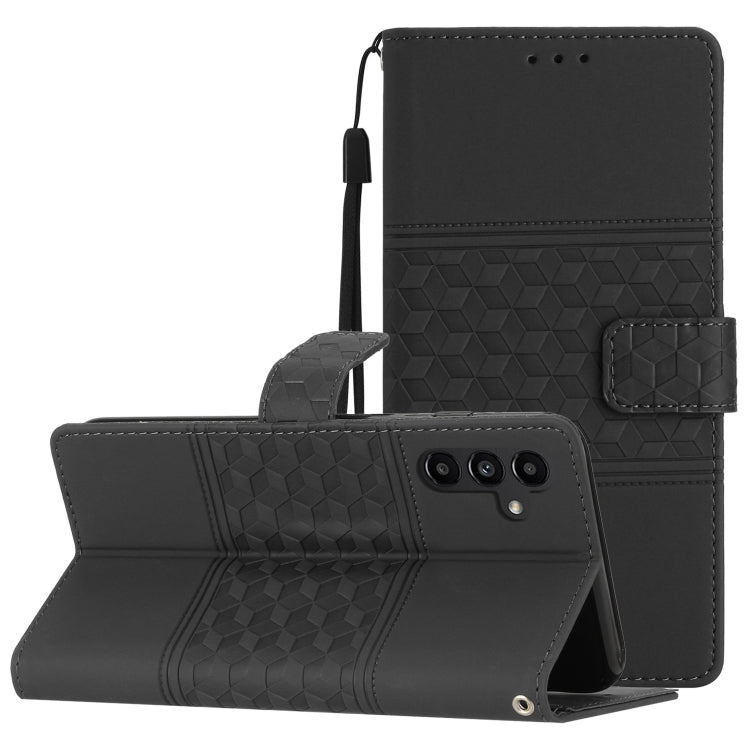 For Samsung Galaxy A54 Diamond Embossed Skin Feel Leather Phone Case with Lanyard