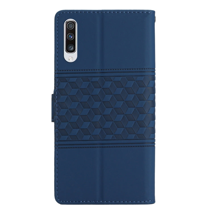 For Samsung Galaxy A70 Diamond Embossed Skin Feel Leather Phone Case with Lanyard