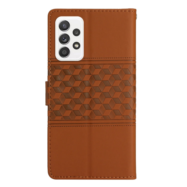 For Samsung Galaxy A72 Diamond Embossed Skin Feel Leather Phone Case with Lanyard