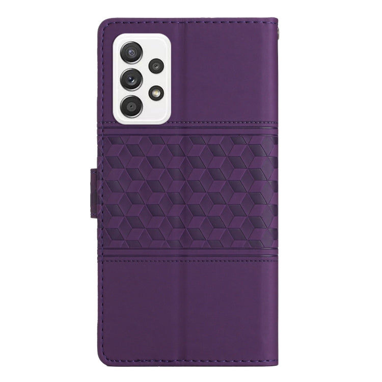 For Samsung Galaxy A73 Diamond Embossed Skin Feel Leather Phone Case with Lanyard