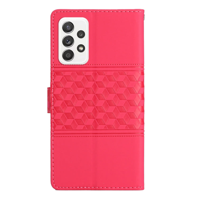 For Samsung Galaxy A73 Diamond Embossed Skin Feel Leather Phone Case with Lanyard