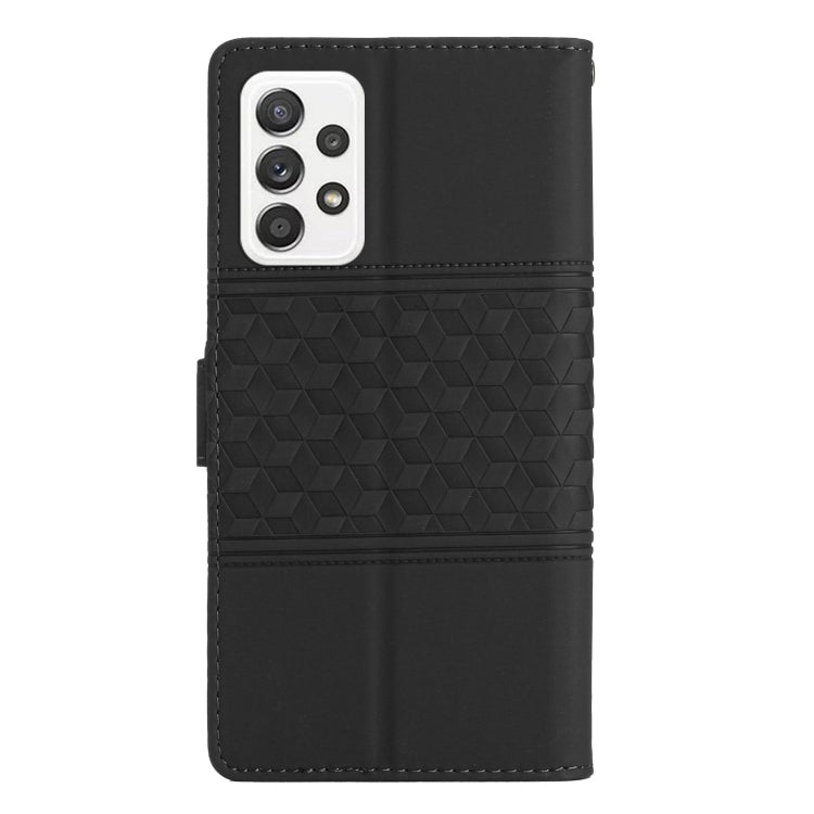For Samsung Galaxy A73 Diamond Embossed Skin Feel Leather Phone Case with Lanyard