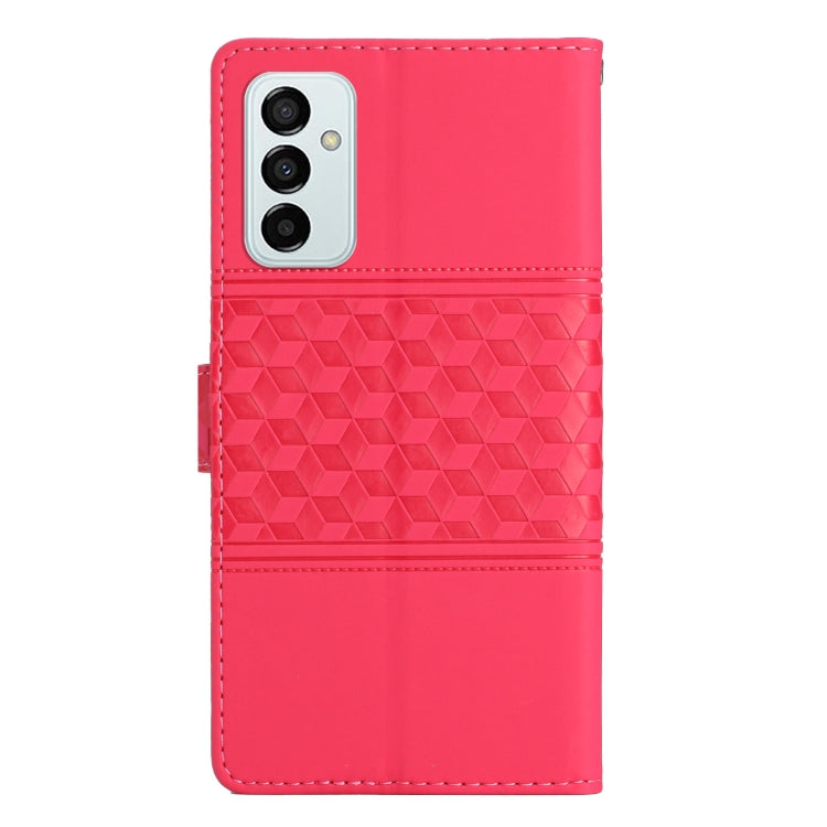 For Samsung Galaxy M23 Diamond Embossed Skin Feel Leather Phone Case with Lanyard