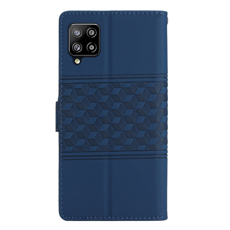 For Samsung Galaxy M32 Diamond Embossed Skin Feel Leather Phone Case with Lanyard