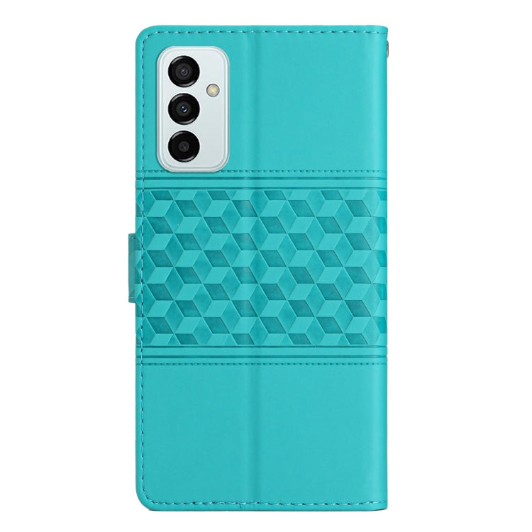 For Samsung Galaxy M52 Diamond Embossed Skin Feel Leather Phone Case with Lanyard