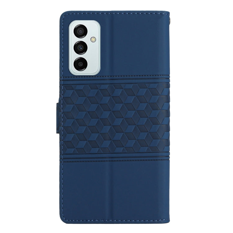 For Samsung Galaxy M52 Diamond Embossed Skin Feel Leather Phone Case with Lanyard