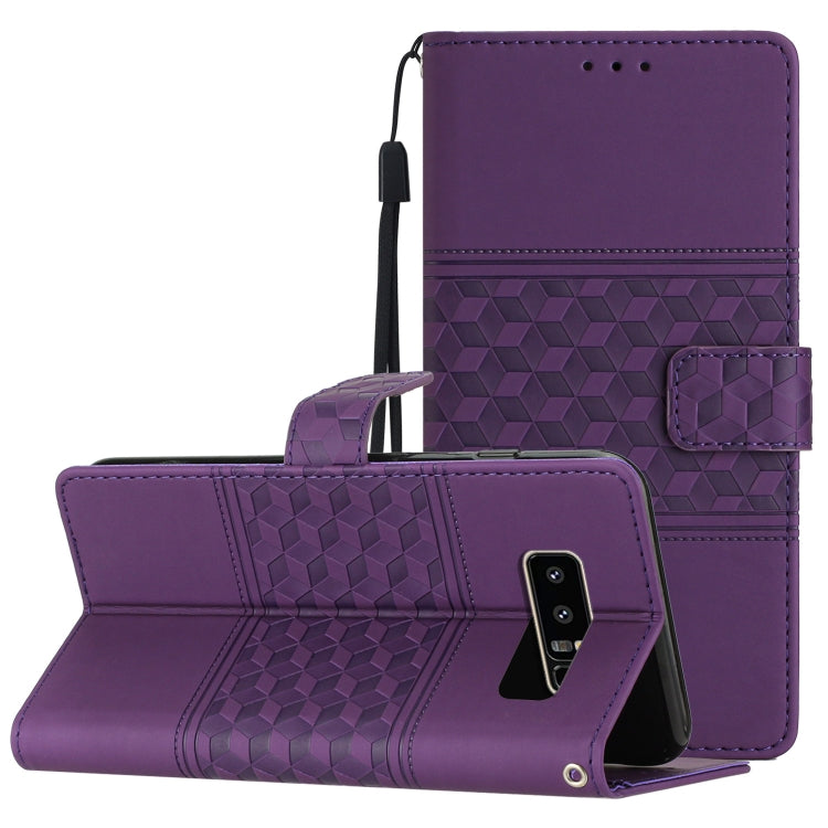For Samsung Galaxy Note 8 Diamond Embossed Skin Feel Leather Phone Case with Lanyard