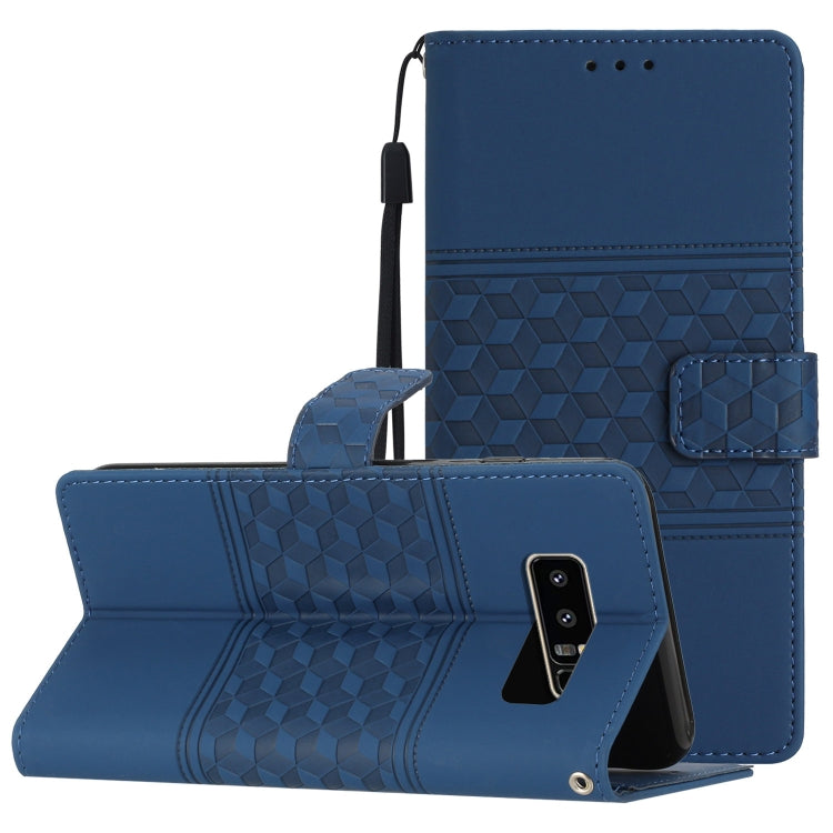 For Samsung Galaxy Note 8 Diamond Embossed Skin Feel Leather Phone Case with Lanyard