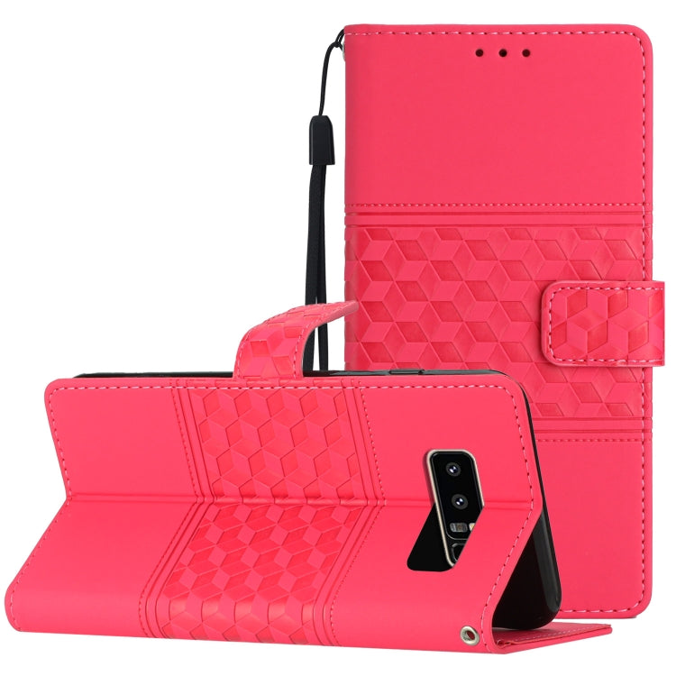 For Samsung Galaxy Note 8 Diamond Embossed Skin Feel Leather Phone Case with Lanyard