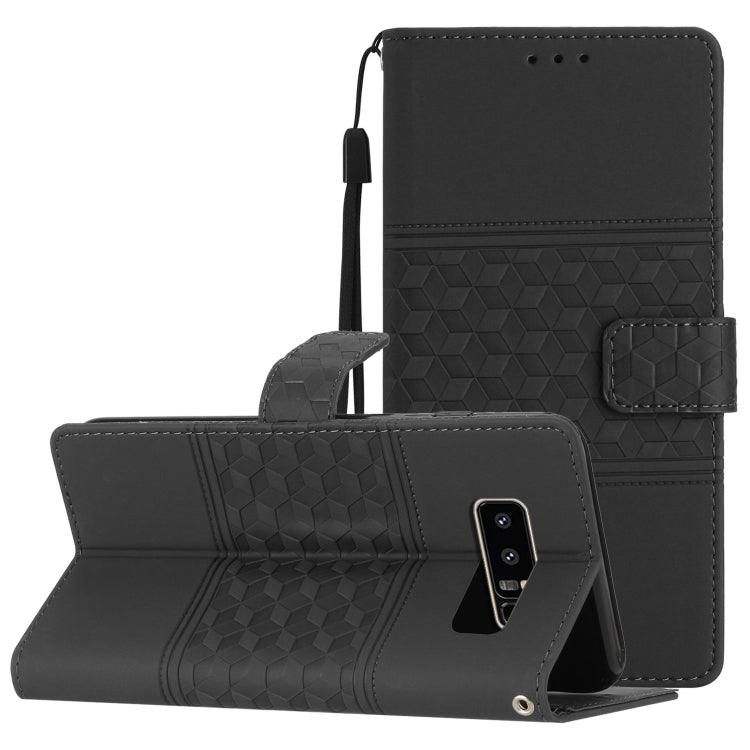 For Samsung Galaxy Note 8 Diamond Embossed Skin Feel Leather Phone Case with Lanyard