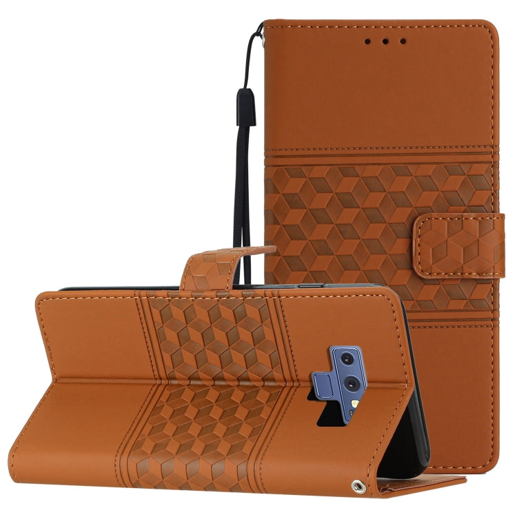For Samsung Galaxy Note9 Diamond Embossed Skin Feel Leather Phone Case with Lanyard
