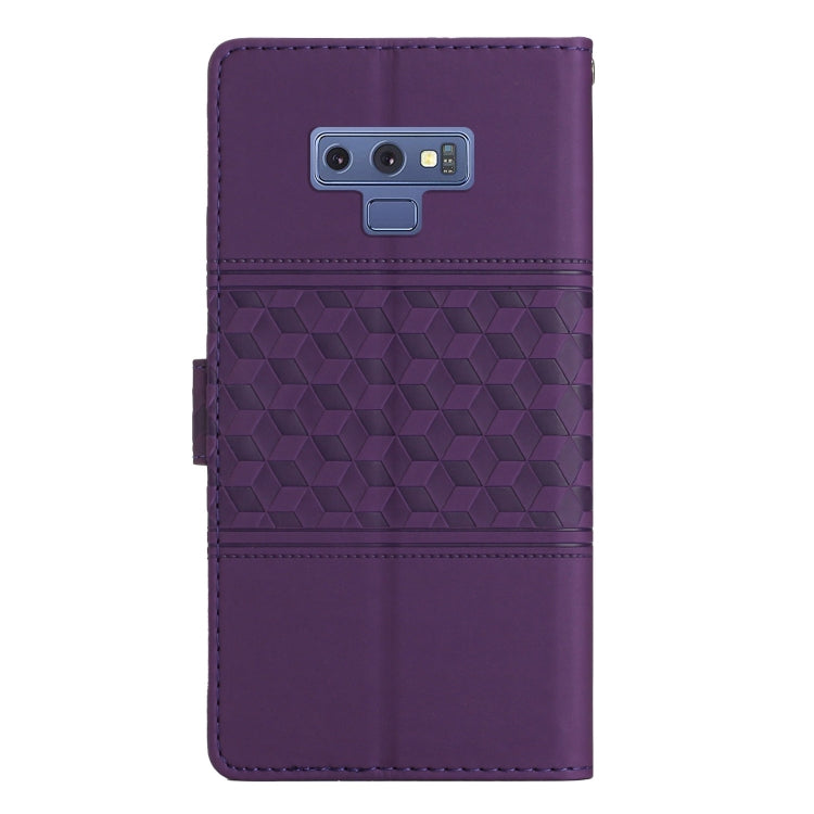 For Samsung Galaxy Note9 Diamond Embossed Skin Feel Leather Phone Case with Lanyard