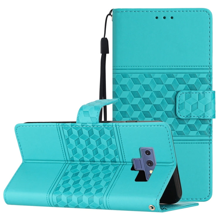 For Samsung Galaxy Note9 Diamond Embossed Skin Feel Leather Phone Case with Lanyard
