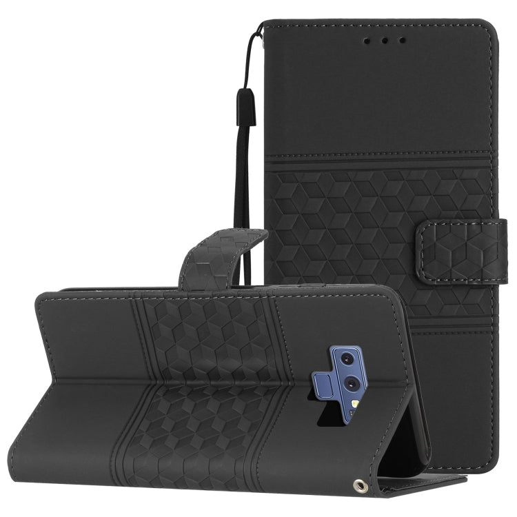 For Samsung Galaxy Note9 Diamond Embossed Skin Feel Leather Phone Case with Lanyard