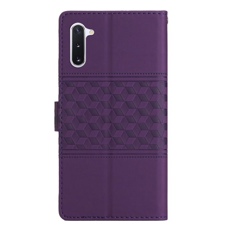 For Samsung Galaxy Note10 Diamond Embossed Skin Feel Leather Phone Case with Lanyard