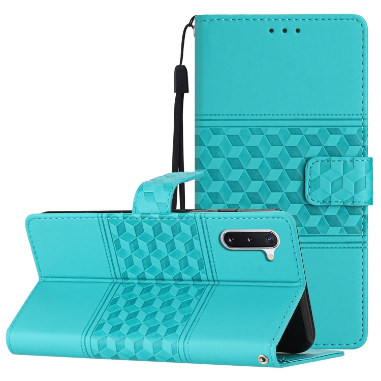 For Samsung Galaxy Note10 Diamond Embossed Skin Feel Leather Phone Case with Lanyard