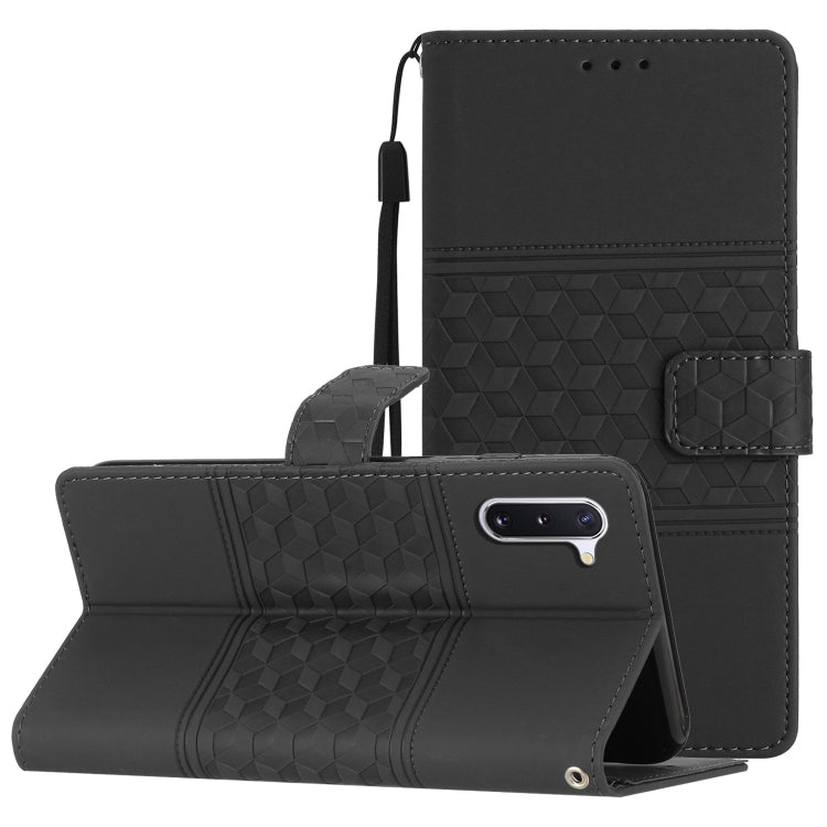 For Samsung Galaxy Note10 Diamond Embossed Skin Feel Leather Phone Case with Lanyard
