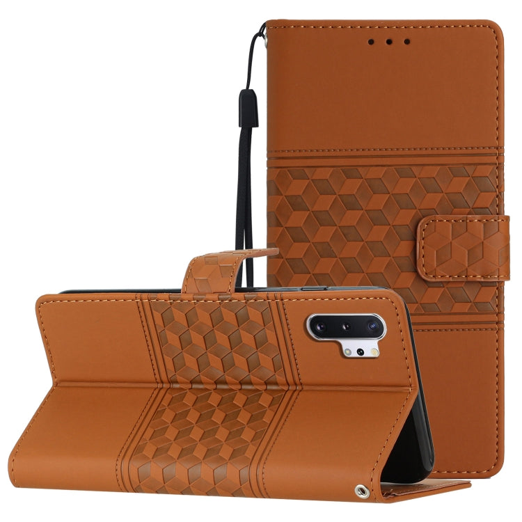 For Samsung Galaxy Note10+ Diamond Embossed Skin Feel Leather Phone Case with Lanyard