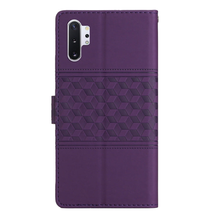 For Samsung Galaxy Note10+ Diamond Embossed Skin Feel Leather Phone Case with Lanyard