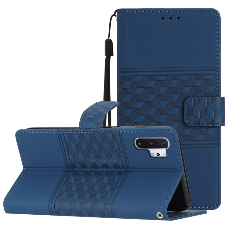 For Samsung Galaxy Note10+ Diamond Embossed Skin Feel Leather Phone Case with Lanyard