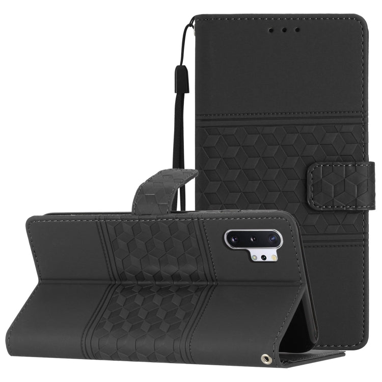 For Samsung Galaxy Note10+ Diamond Embossed Skin Feel Leather Phone Case with Lanyard
