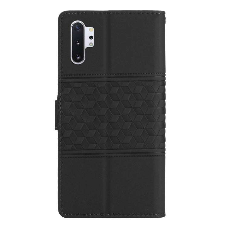 For Samsung Galaxy Note10+ Diamond Embossed Skin Feel Leather Phone Case with Lanyard