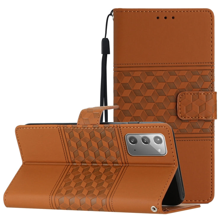 For Samsung Galaxy Note20 Diamond Embossed Skin Feel Leather Phone Case with Lanyard