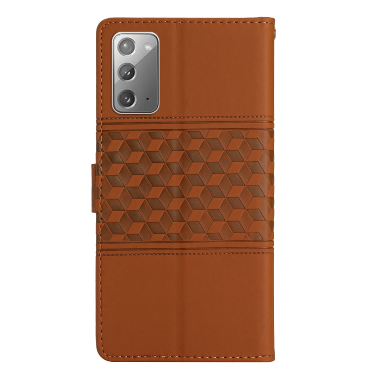 For Samsung Galaxy Note20 Diamond Embossed Skin Feel Leather Phone Case with Lanyard