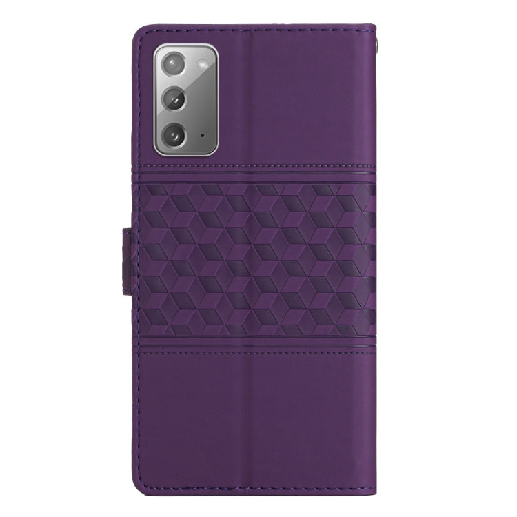 For Samsung Galaxy Note20 Diamond Embossed Skin Feel Leather Phone Case with Lanyard
