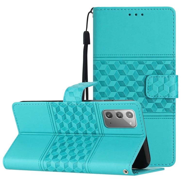 For Samsung Galaxy Note20 Diamond Embossed Skin Feel Leather Phone Case with Lanyard