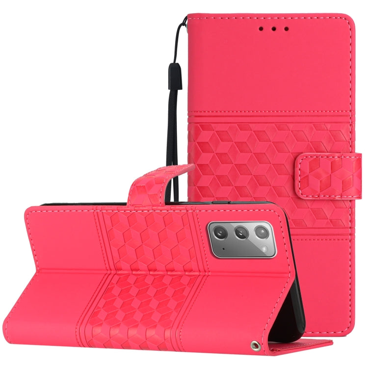 For Samsung Galaxy Note20 Diamond Embossed Skin Feel Leather Phone Case with Lanyard
