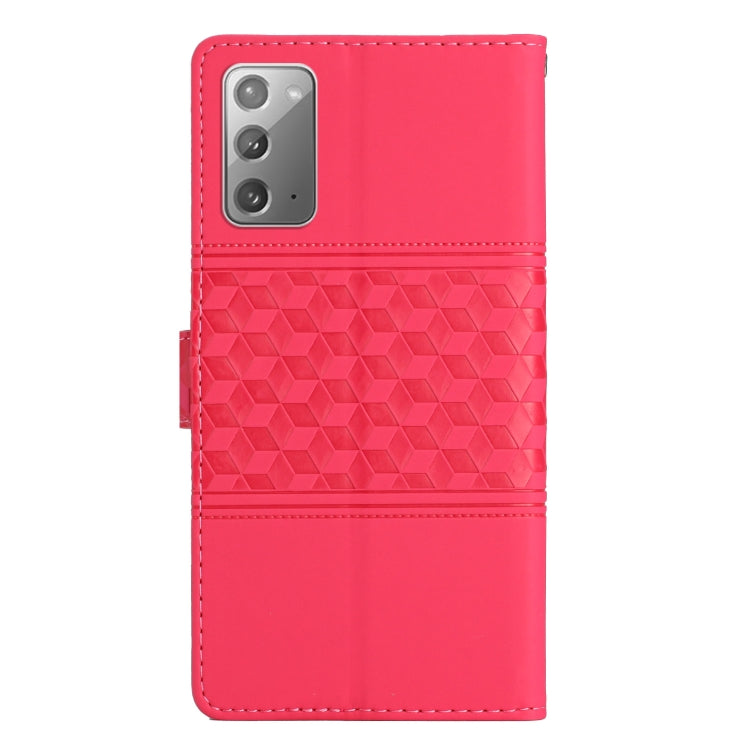 For Samsung Galaxy Note20 Diamond Embossed Skin Feel Leather Phone Case with Lanyard