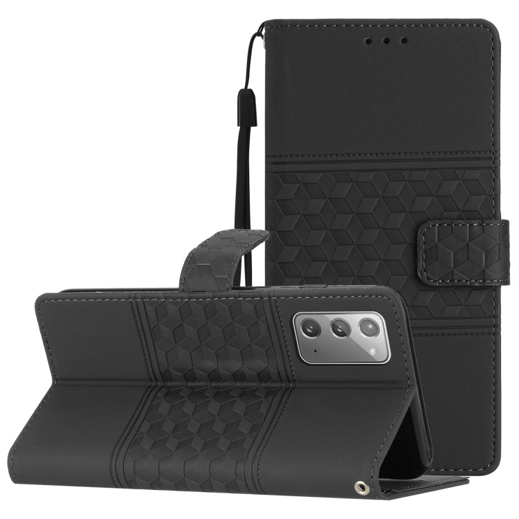 For Samsung Galaxy Note20 Diamond Embossed Skin Feel Leather Phone Case with Lanyard