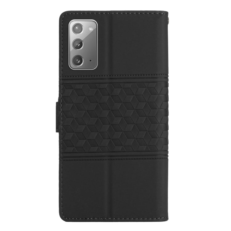 For Samsung Galaxy Note20 Diamond Embossed Skin Feel Leather Phone Case with Lanyard