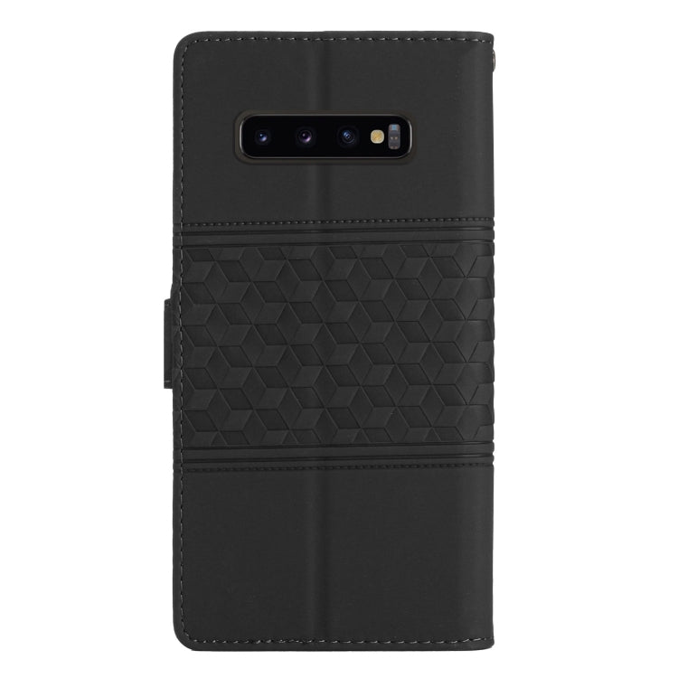 For Samsung Galaxy S10 Diamond Embossed Skin Feel Leather Phone Case with Lanyard