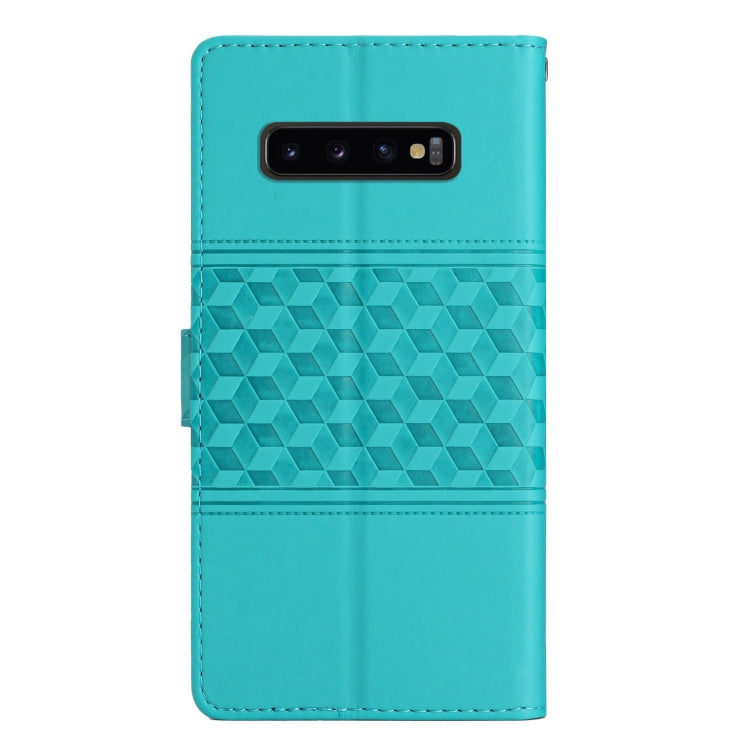 For Samsung Galaxy S10+ Diamond Embossed Skin Feel Leather Phone Case with Lanyard