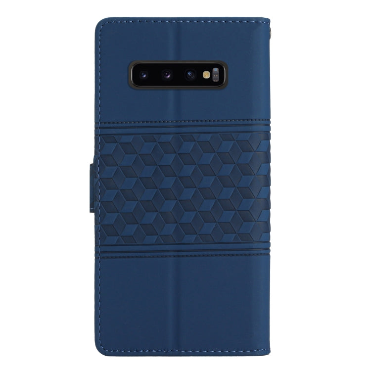 For Samsung Galaxy S10+ Diamond Embossed Skin Feel Leather Phone Case with Lanyard