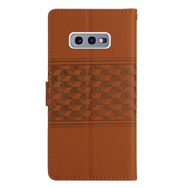 For Samsung Galaxy S10E Diamond Embossed Skin Feel Leather Phone Case with Lanyard