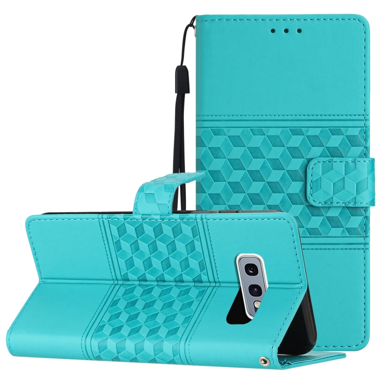 For Samsung Galaxy S10E Diamond Embossed Skin Feel Leather Phone Case with Lanyard