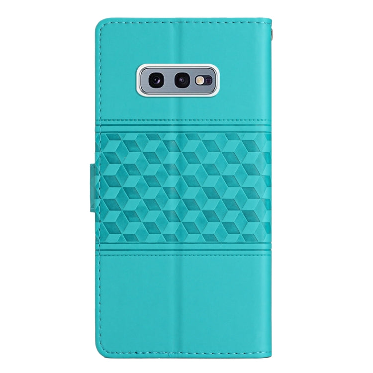 For Samsung Galaxy S10E Diamond Embossed Skin Feel Leather Phone Case with Lanyard