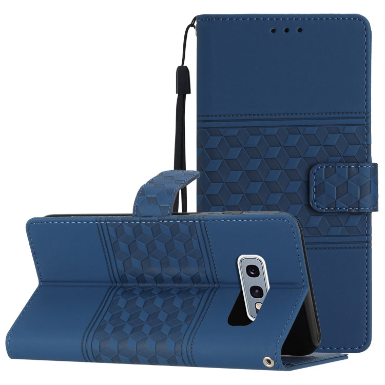 For Samsung Galaxy S10E Diamond Embossed Skin Feel Leather Phone Case with Lanyard