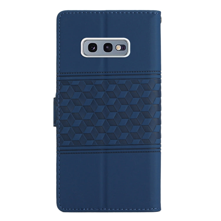 For Samsung Galaxy S10E Diamond Embossed Skin Feel Leather Phone Case with Lanyard