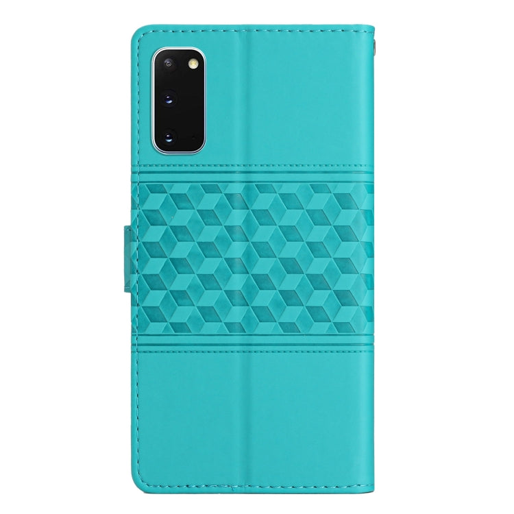 For Samsung Galaxy S20 Diamond Embossed Skin Feel Leather Phone Case with Lanyard