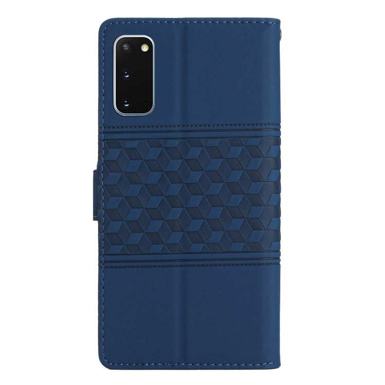 For Samsung Galaxy S20 Diamond Embossed Skin Feel Leather Phone Case with Lanyard