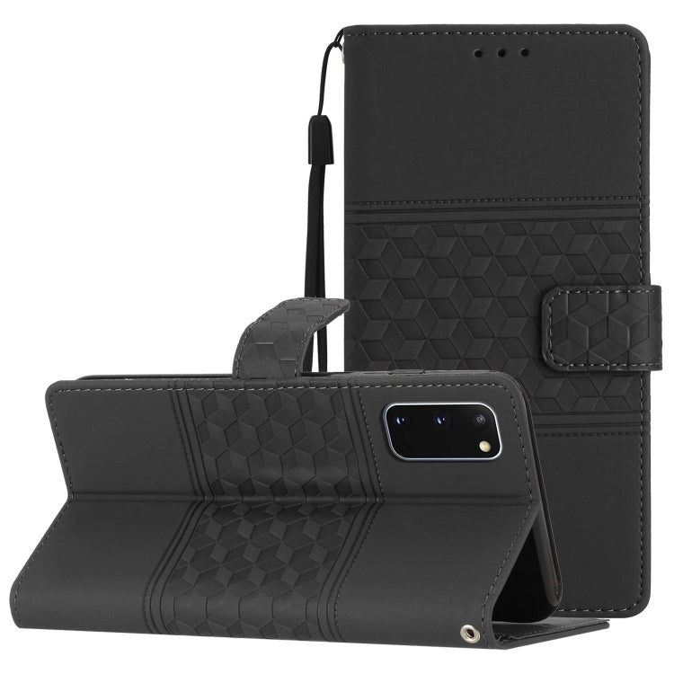 For Samsung Galaxy S20 Diamond Embossed Skin Feel Leather Phone Case with Lanyard