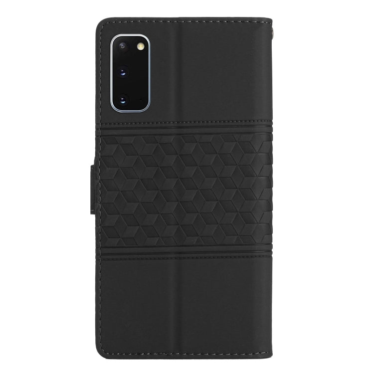 For Samsung Galaxy S20 Diamond Embossed Skin Feel Leather Phone Case with Lanyard