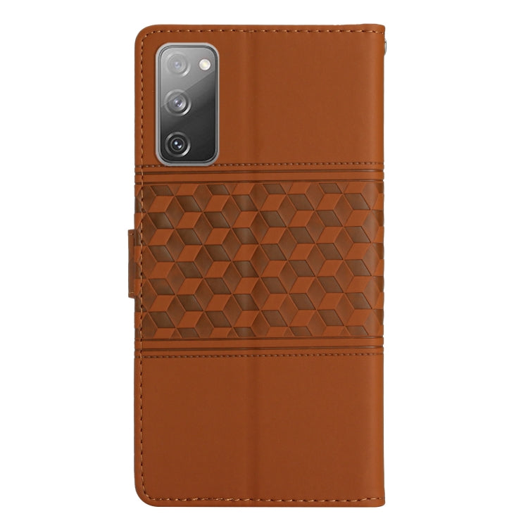 For Samsung Galaxy S20 FE Diamond Embossed Skin Feel Leather Phone Case with Lanyard