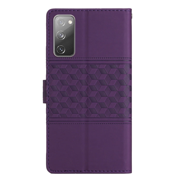 For Samsung Galaxy S20 FE Diamond Embossed Skin Feel Leather Phone Case with Lanyard